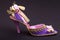 Purple women`s high-heeled shoes