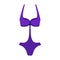 Purple women swimsuit isolated on white background. Bikini bathing suit for swimming. Fashion monokini.