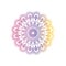 Purple and yellow color gradient brilliant flower mandala vintage decorative ornament