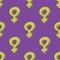 Purple and yellow colorful venus mirror feminism seamless pattern