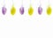 Purple and yellow hanging Easter eggs,isolated