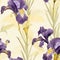 Purple And Yellow Iris Flower On Cream - Detailed Background Pattern