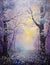 purple yellow woodland flower, richly detailed backgrounds,mystical landscape