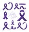 Purples ribbons and stranger together text of world cancer day vector design