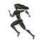 Purposeful woman runner. Stylized stylish graphics