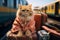 Purr fect vacation Cat travel concept brings humor and amusement