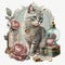 Purrfectly Chic A Shabby Chic Cat with Accessories - Generative AI