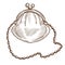 Purse on chain or vintage female accessory isolated sketch