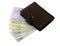 Purse and euro banknotes from five up to five hundred