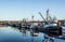 Purse seiners moored at fisherman`s terminal in Seattle Washington.