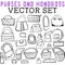 Purses and Handbags Vector Set with bags, purses, satchels, clutches, wallets, and other luggage