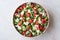 Purslane Salad with Goat Cheese, Cucumber and Tomatoes.