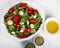 Purslane salad with tomatoes, cucumbers and cheese