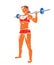 Push the barbell gym and fitness vector illustration of a young attractive woman doing workout exercises with a barbell, perfect