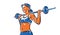 Push the barbell gym and fitness vector illustration of a young attractive woman doing workout exercises with a barbell, perfect
