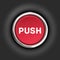 Push button, 3d red glossy metallic icon, .