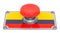 Push button with Columbian flag, 3D rendering