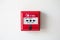Push button switch fire alarm box on cement wall