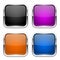 Push buttons. Glass colored square icons with chrome frame