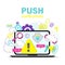 Push notice notification message on laptop. vector illustration