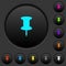 Push pin dark push buttons with color icons