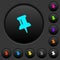 Push pin dark push buttons with color icons