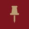 The push pin icon. Memo and note, attachment symbol. Flat