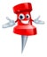 Push pin office supply mascot