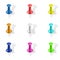 Push pins icon set.