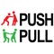 Push Pull Black Text Red Green Figures