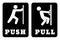 Push and Pull door sign on black background