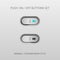 Push Switch Buttons with Lettering contemporary Devices User Interface Mockup or Template - White and Grey on White Background.