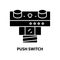 push switch icon, black vector sign with editable strokes, concept illustration