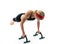 Push up fitness bars woman exercising