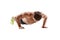 Push up fitness man doing push-up bodyweight exercise on gym floor. Athlete working out chest muscles strength training