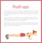 Push Ups Poster with Text Vector Illustration