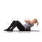 Pushing herself. A young woman doing sit-ups on an exercise ball while isolated on a white background.