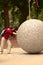 Pushing a large boulder