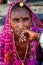 PUSHKAR, INDIA - MARCH 03, 2013: Undefined woman portrait