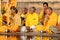 PUSHKAR, INDIA - NOVEMBER 12:Unidentified senior men perform puja - ritual ceremony at holy Pushkar Sarovar lake on November