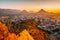 Pushkar town sunset panorama view from Papmochani Mata Temple in Pushkar, India