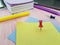 Pushpin notepad colored blank paper workplace write designer memo markers pink wooden