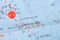 Pushpins mark the location of Kiribatiâ€™s capital Tarawa on the map