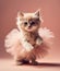 Pussycat in ballerina tutu dress, dancing in studio. Generative Ai