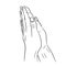 put together hands from the contour black lines on white of vector illustration