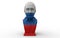 Putin bust colored with the Russian flag colors