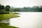 A Putrajaya lake bathed in late afternoon sunlight