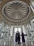 PUTRAJAYA, MALAYSIA-SEPTEMBER 14, 2019:  A group of non-Muslim foreign tourist take a tour inside Sultan Mizan mosque with trained