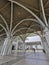 PUTRAJAYA, MALAYSIA-SEPTEMBER 14, 2019:  Ultra wide-angle shot of interior of Sultan Mizan mosque in Putrajaya, Malaysia. The