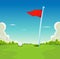 Putting Green - Golf Ball And Flag